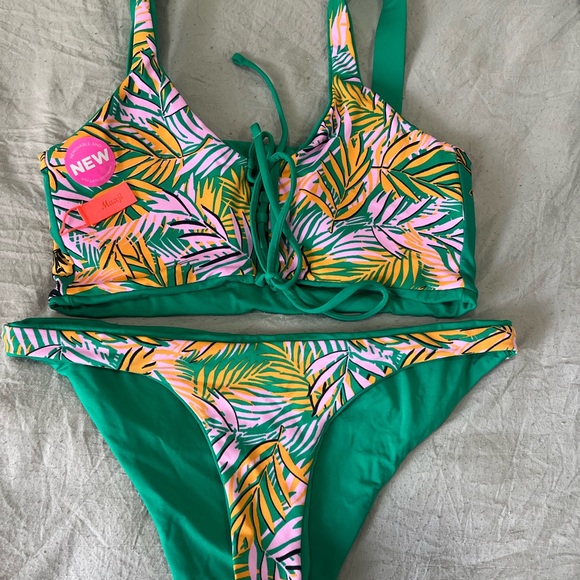 Maaji Tropical Leaf Print Bikini — Green, Pink & Yellow - Picture 11 of 14